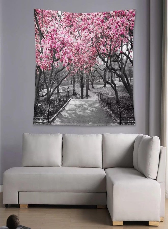 AAVEUP Cherry Blossom Forest Tapestry Pink Beautiful Japanese Nature Cherry Blossom Tree Forest Tapestries for Bedroom Dorm Living Room Decor 30x30in - Image 5